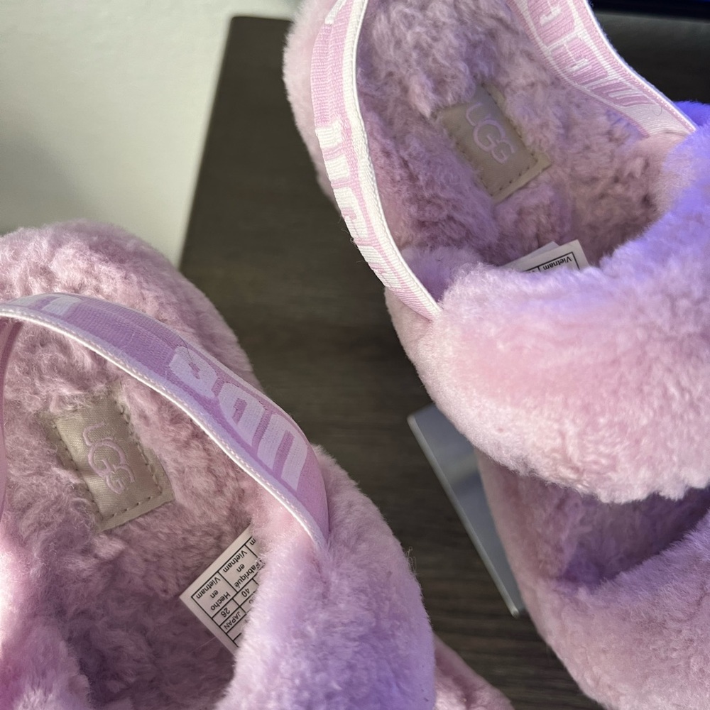 Ugg Oh Yeah Fluffy Lavender Slippers - size 9 - Picture 2 of 5